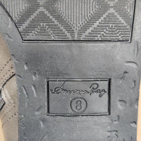 American Rag Cadee Ankle Boots Brown grey Faux Leather Side Zips Womens 8 M - Picture 11 of 14